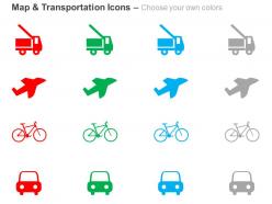 Truck aeroplane cycle car ppt icons graphics