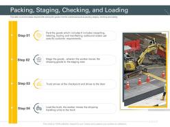 Trucking company packing staging checking and loading ppt powerpoint slide portrait