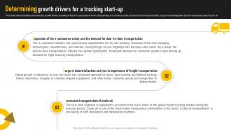Trucking Services B Plan Determining Growth Drivers For A Trucking Start Up BP SS