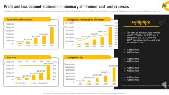 Trucking Services B Plan Profit And Loss Account Statement Summary Of Revenue Cost And Expenses BP SS