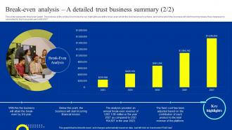 Trust Business Plan Break Even Analysis A Detailed Trust Business Summary BP SS Best