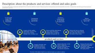 Trust Business Plan Description About The Products And Services Offered And Sales Goals BP SS