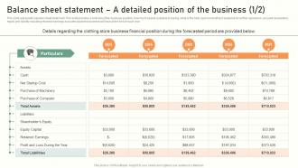 Trust Service Start Up Balance Sheet Statement A Detailed Position Of The Business BP SS