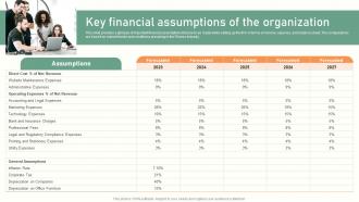 Trust Service Start Up Key Financial Assumptions Of The Organization BP SS