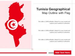 Tunisia geographical map outline with flag