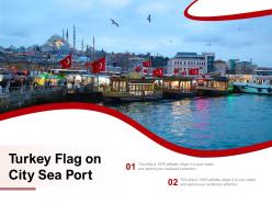 Turkey flag on city sea port
