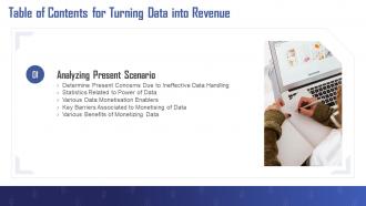 Turning Data Into Revenue For Table Of Contents Ppt Powerpoint Presentation File Professional