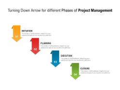 Turning down arrow for different phases of project management