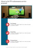 Tv Endorsement Service Proposal For About Us One Pager Sample Example Document