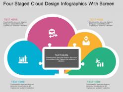 Tw four staged cloud design infographics with screen flat powerpoint design