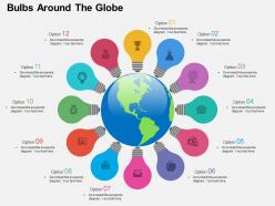 Twelve staged bulbs around the globe ppt presentation slides
