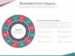 Twelve Staged Business Circle Diagram Powerpoint Slides