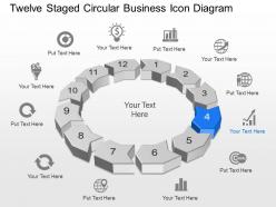 Twelve staged circular business icon diagram powerpoint template slide