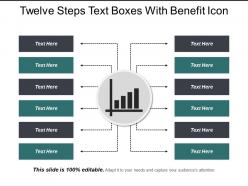 Twelve steps text boxes with benefit icon