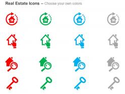 Twenty four hours home security solutions selection searching key of house ppt icons graphics