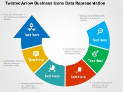 Twisted arrow business icons data representation flat powerpoint design