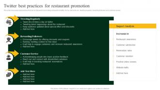 Twitter Best Practices For Restaurant Promotion Strategies To Increase Footfall And Online