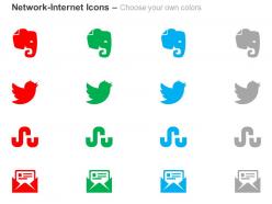 Twitter stumbleupon mails evernote ppt icons graphics