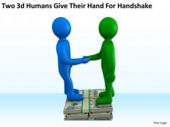 Two 3d humans give their hand for handshake ppt graphics icons powerpoint
