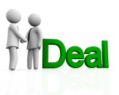 Two 3d Man Making Deal Stock Photo