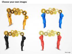 Two 3d men with gear process ppt graphics icons powerpoint