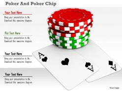 Two ace cards with red green poker chips