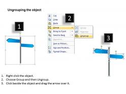 Two alternatives road signs diverging to opposite directions to show options powerpoint diagram templates 712