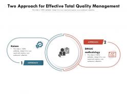 Two approach for effective total quality management