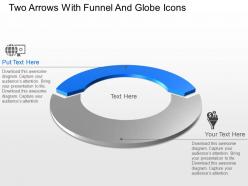 Two arrows with funnel and globe icons powerpoint template slide