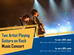 Two artist playing guitars on rock music concert