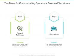 Two boxes for communicating operational tools and techniques