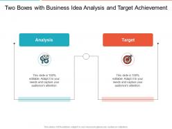 Two boxes with business idea analysis and target achievement