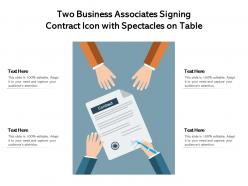 Two business associates signing contract icon with spectacles on table
