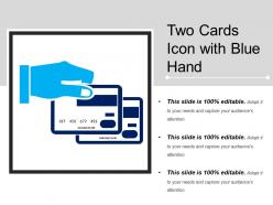 Two cards icon with blue hand