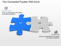 Two connected puzzles with icons powerpoint template slide