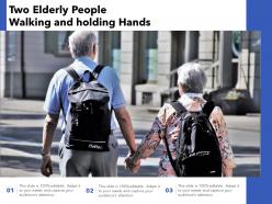 Two elderly people walking and holding hands