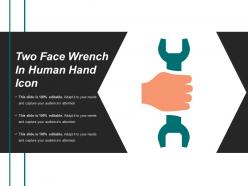 Two face wrench in human hand icon