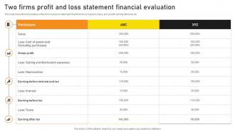 Two Firms Profit And Loss Statement Financial Evaluation