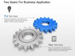 Two gears for business application powerpoint template slide