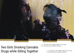 Two girls smoking cannabis drugs while sitting together