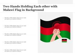 Two hands holding each other with malawi flag in background