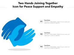 Two hands joining together icon for peace support and empathy