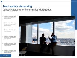 Two leaders discussing various approach for performance management