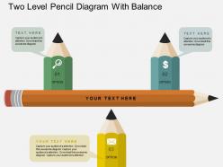 Two level pencil diagram with balance flat powerpoint design