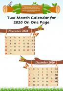 Two Month Calendar For 2020 On One Page Presentation Report Infographic PPT PDF Document