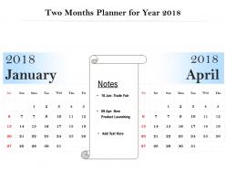 Two months planner for year 2018