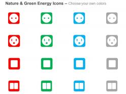 Two pin three pin socket power switch ppt icons graphics