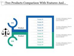 Two products comparison with features and balance