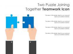 Two puzzle joining together teamwork icon