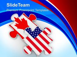 Two puzzle pieces us flag theme powerpoint templates ppt backgrounds for slides 0213